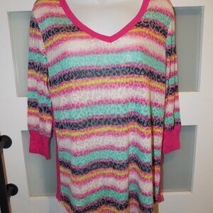 No Boundaries Pink V-neck Lace Back Shirt Size XL (15/17) Women's NEW